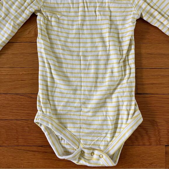 Baby Boden Mini Pink Yellow Stripes Floral Cotton Long Sleeve Bodysuits 18-24 - Picture 4 of 16